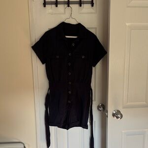 Navy Button-Up Romper